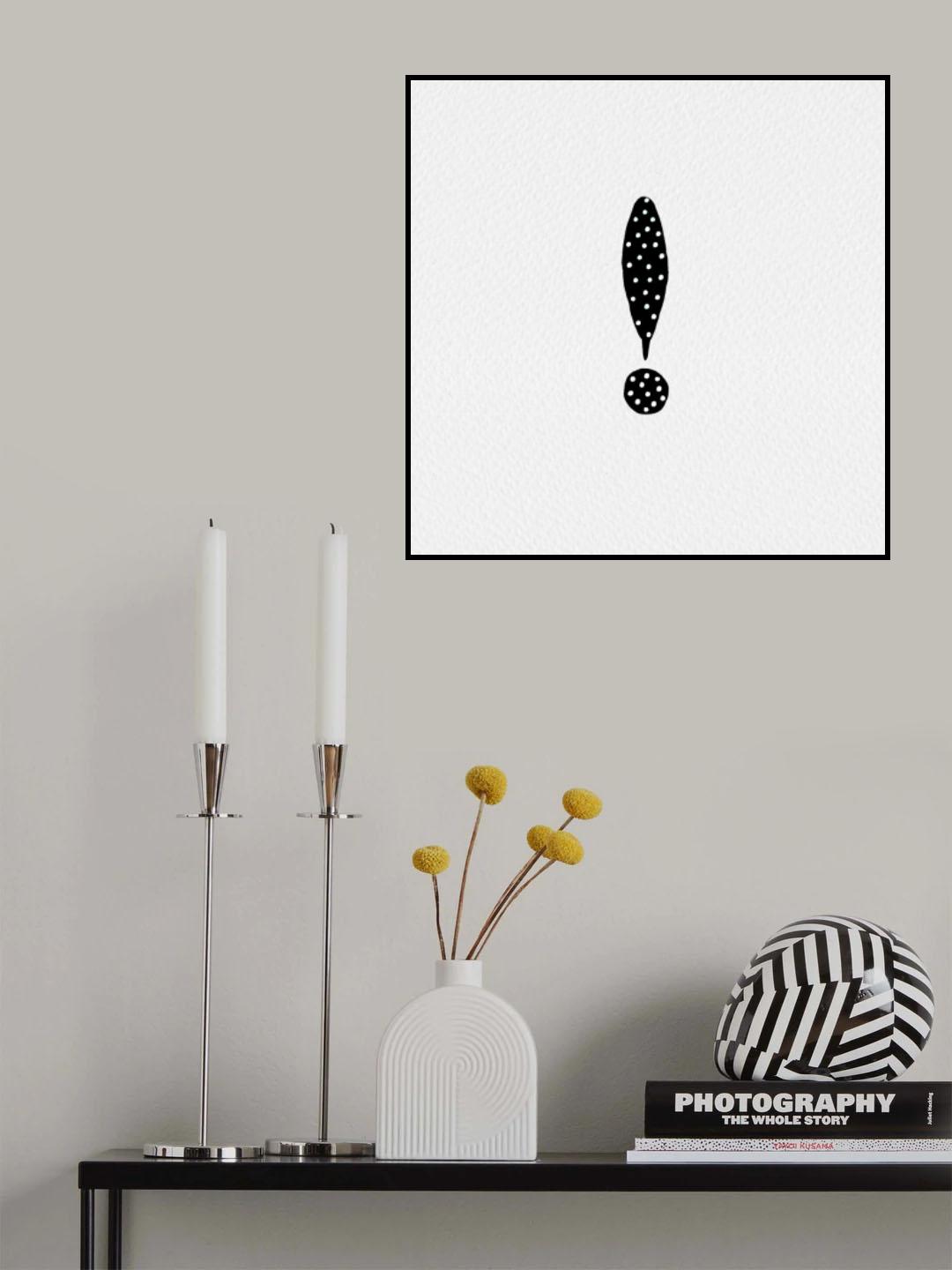 Exclamation Mark Black Polka Dots Poster och Canvastavla