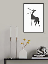 Stylized retro deer (grey) Poster och Canvastavla