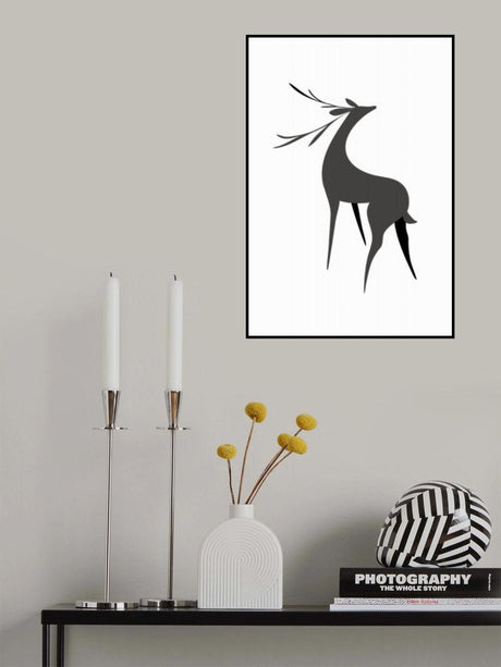 Stylized retro deer (grey) Poster och Canvastavla