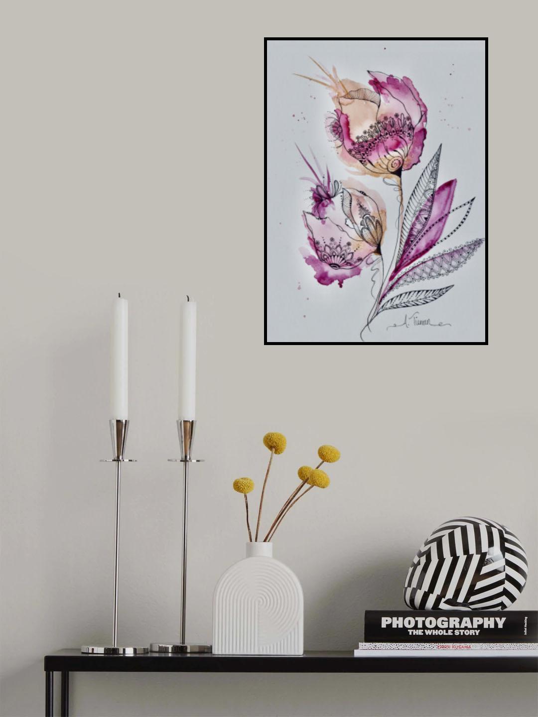 Mandala Floral (magenta) Poster och Canvastavla