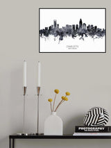 Charlotte North Carolina Skyline Poster och Canvastavla