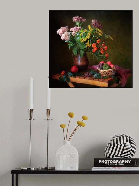 With a bouquet and fruits Poster och Canvastavla