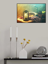 Still Life with Lamp and fruits Poster och Canvastavla