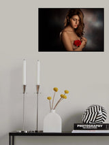 A red flower on the heart Poster och Canvastavla
