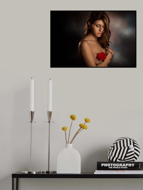 A red flower on the heart Poster och Canvastavla