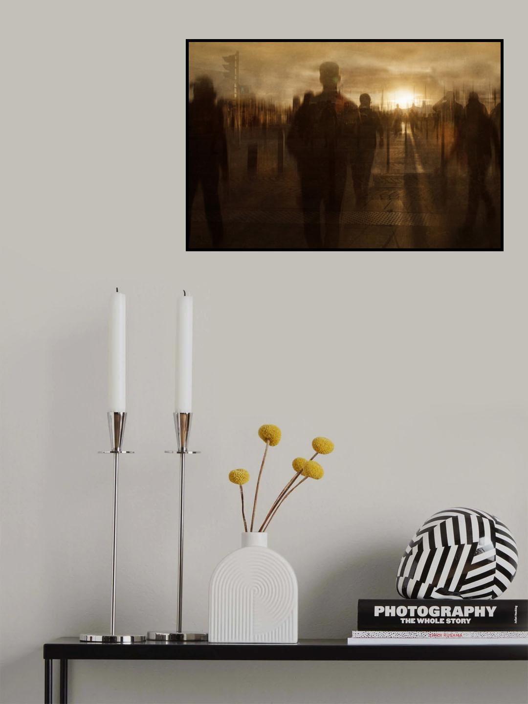 Golden walk on the street Poster och Canvastavla