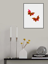 Butterflies Pink Brown Shape Silhouette Poster och Canvastavla