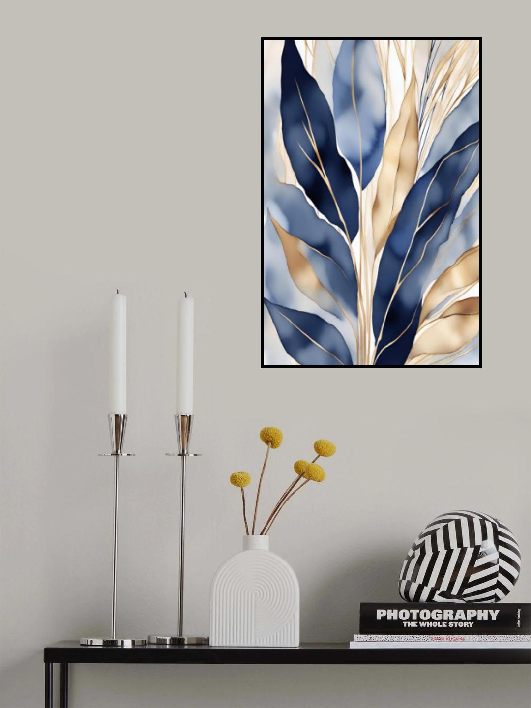 Leaves In Blue 1 Poster och Canvastavla