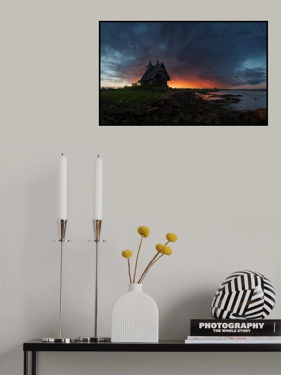 The old church on the coast of White sea Poster och Canvastavla