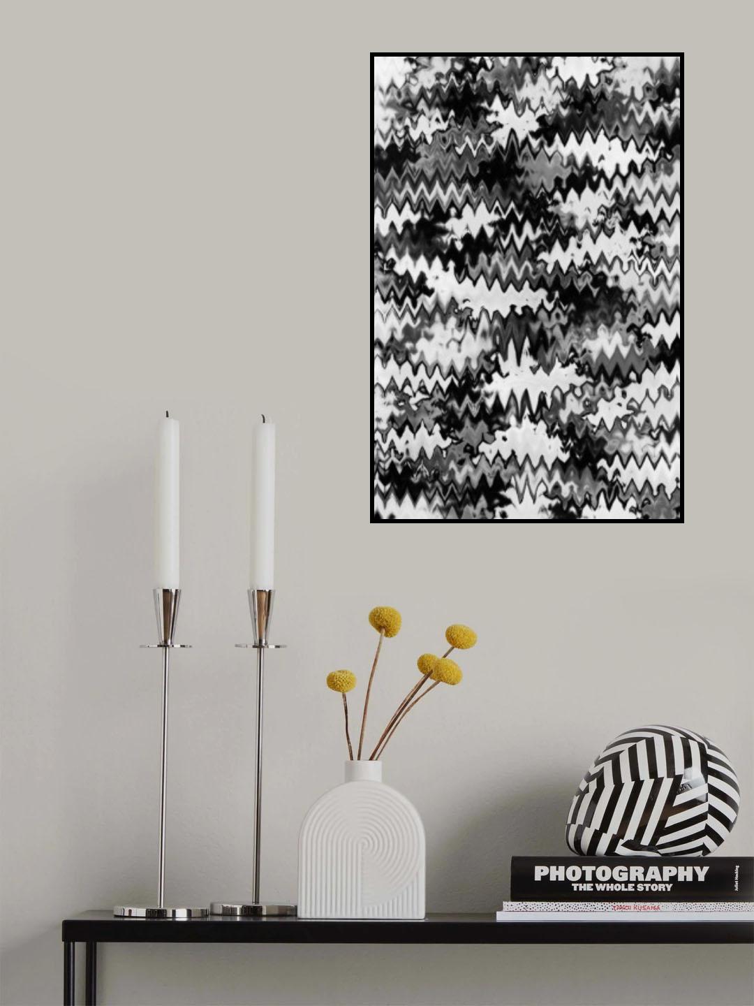 Black And White Zig Zag Pattern Poster och Canvastavla