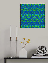 Tribal Triangles Shapes Turquoise Lime Poster och Canvastavla