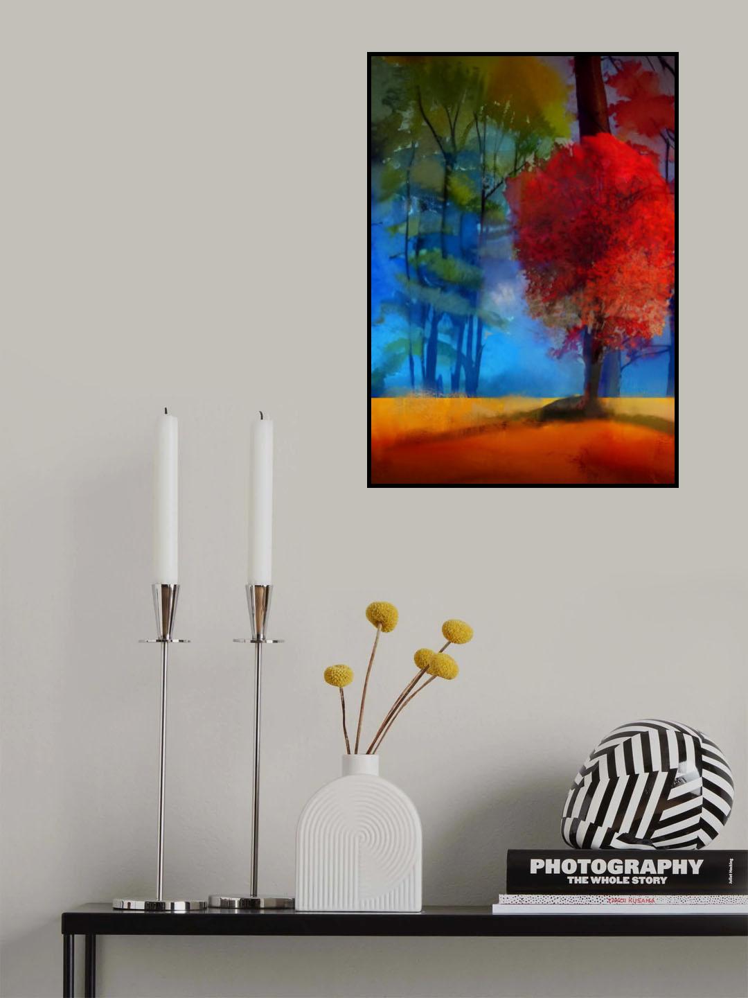 Flamboyant Red Tree Poster och Canvastavla
