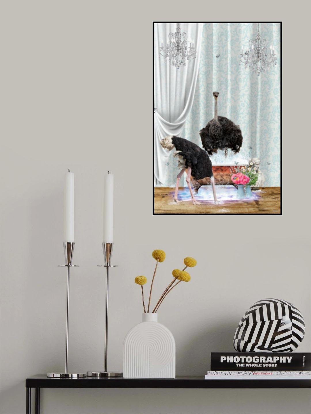 Ostriches &amp; Bubbles Poster och Canvastavla