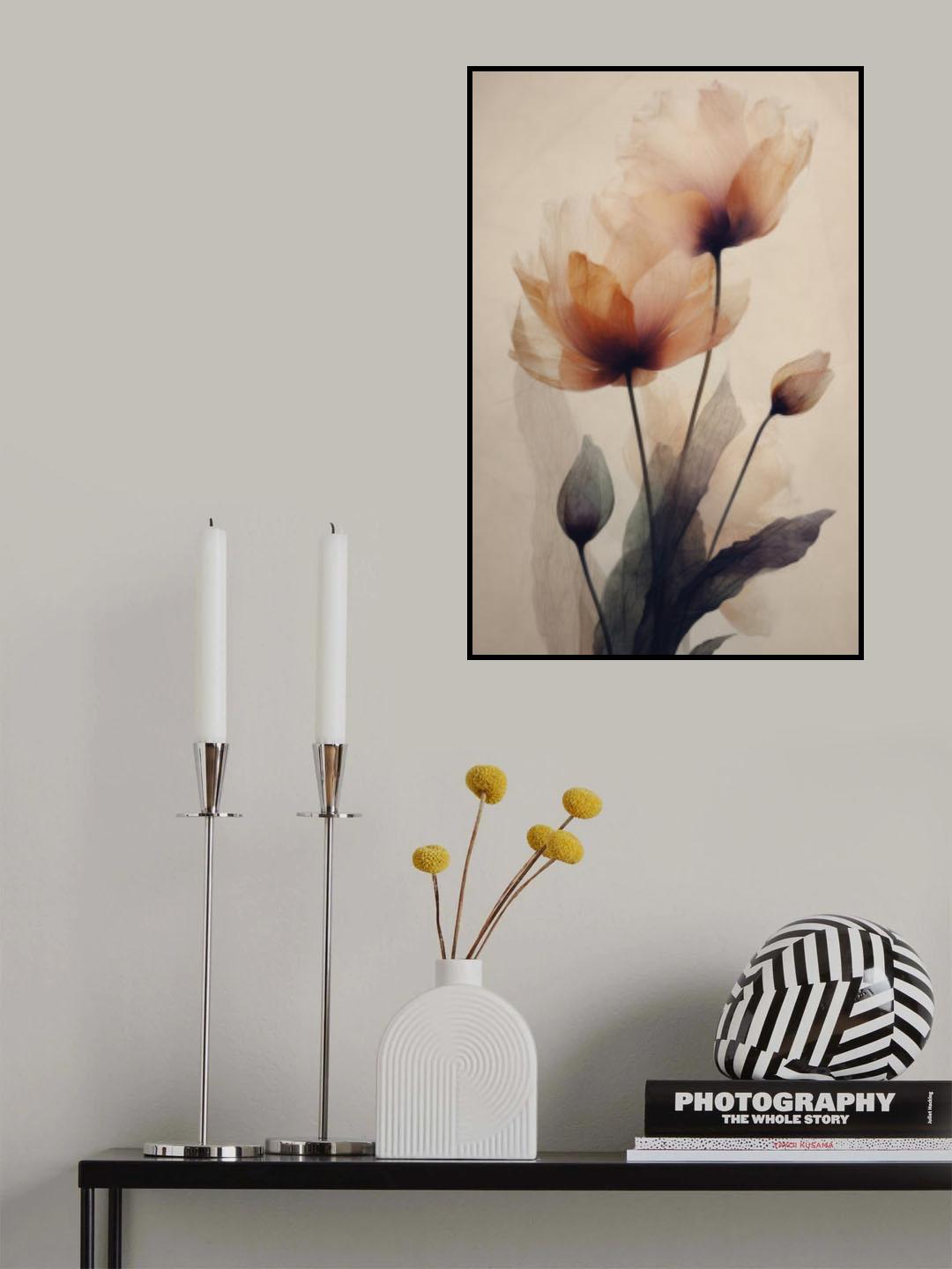 Parchment Flowers No 3 Poster och Canvastavla