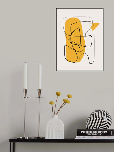 Line Abstract In Yellow Poster och Canvastavla