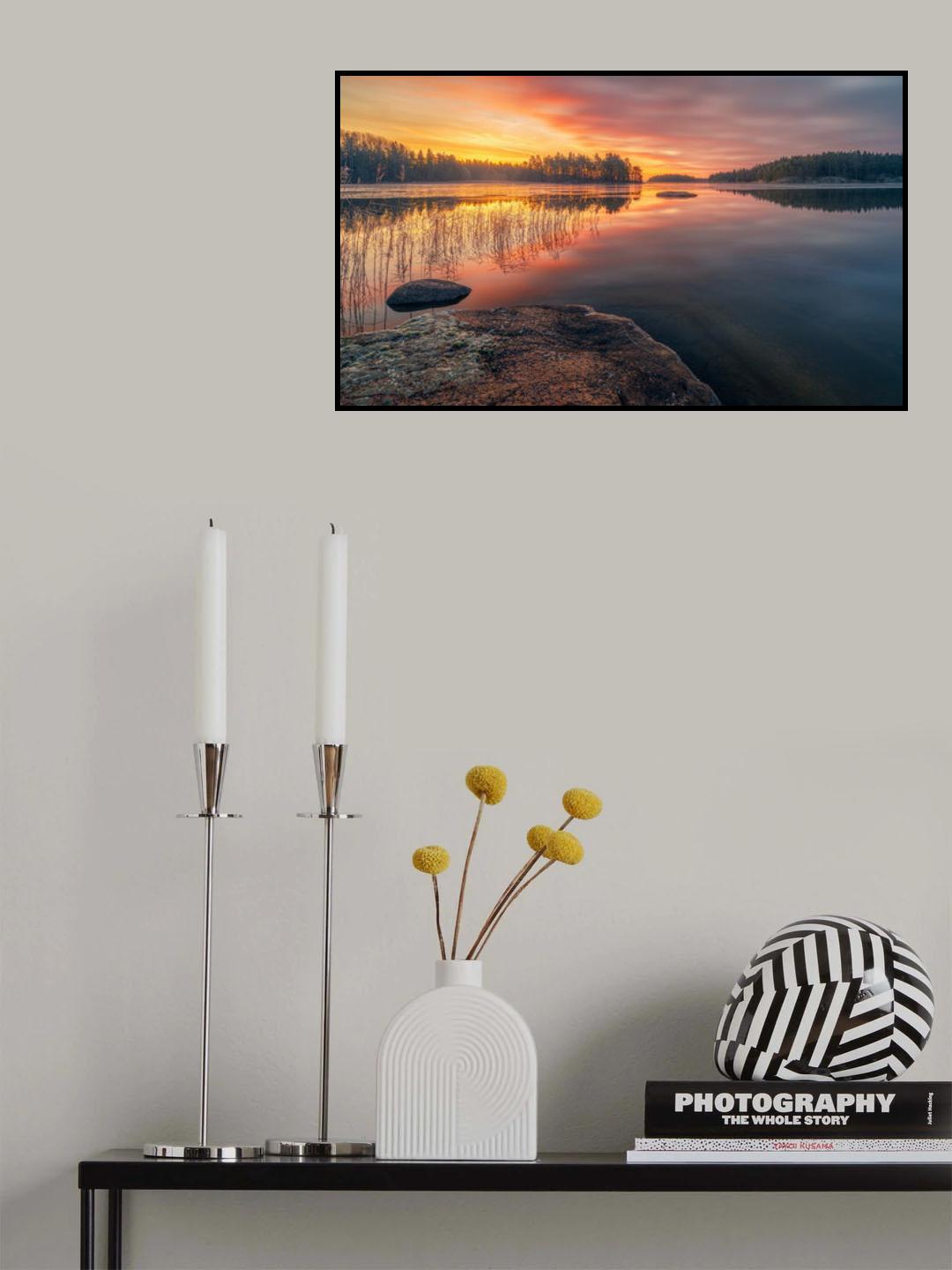Vättern Lake ,before sunrise , Sweden. Poster och Canvastavla