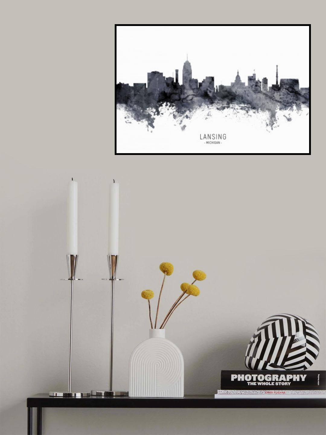 Lansing Michigan Skyline Poster och Canvastavla