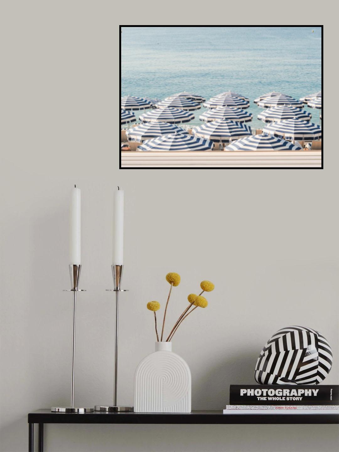 Striped Beach Umbrellas Poster och Canvastavla
