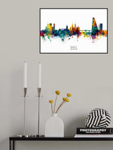 Basel Switzerland Skyline Poster och Canvastavla