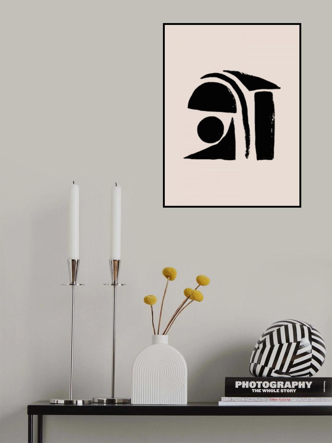 Slate & Ivory   Abstract Shape Play Poster och Canvastavla