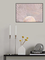 Gold sun rays mural pink Poster och Canvastavla