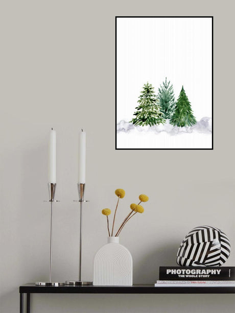 Three watercolor pine trees Poster och Canvastavla