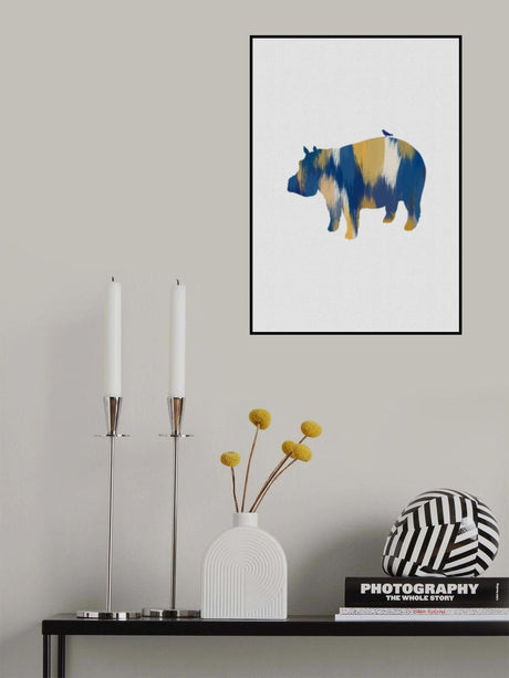 Blue & Yellow Hippo Poster och Canvastavla
