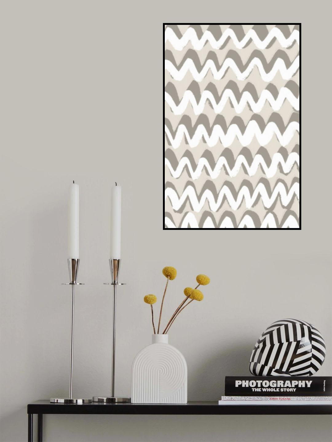 White and Beige ZigZag Pattern Poster och Canvastavla
