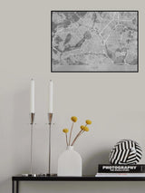 Gray vintage map of Lille France Poster och Canvastavla