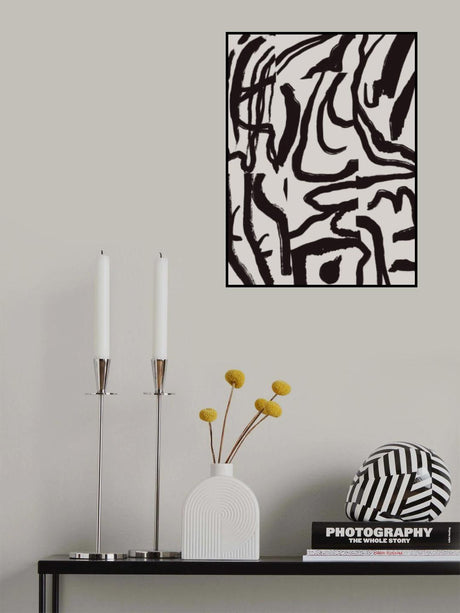 Black line in grey 02 Poster och Canvastavla