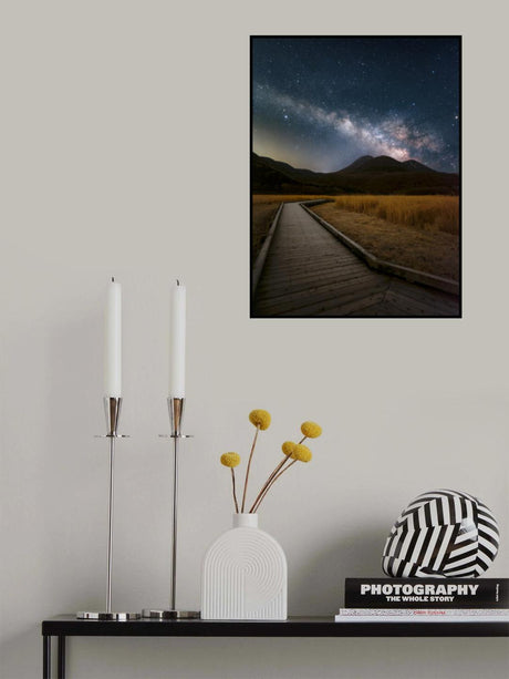 Milky Way shining in the sky of Kuju Mountain Range Poster och Canvastavla