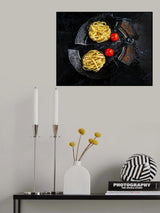 Italian pasta on a broken plate Poster och Canvastavla