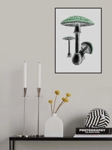 Amanita Muscaria White Background Green Poster och Canvastavla