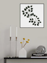 Flowing Leaves Black White Poster och Canvastavla