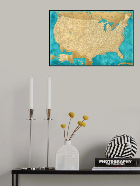 Highly detailed map of the United States, Lexy Poster och Canvastavla