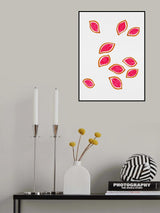 Coral Scattered Leaves Polka Dot 2 Poster och Canvastavla