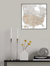 Highly detailed map of the United States and Canada Poster och Canvastavla