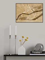 Sepia vintage map of Nantes downtown France Poster och Canvastavla
