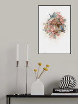 Bird House and rose home Poster och Canvastavla
