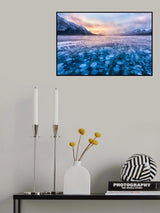 Snow Stream over Arbraham Lake Poster och Canvastavla
