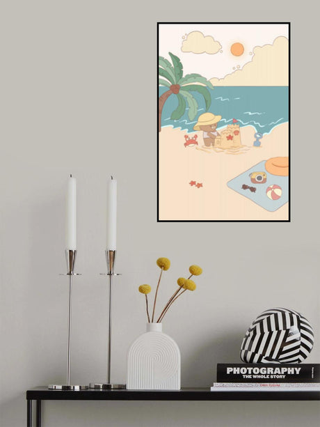 Bear on summer beach 1 Poster och Canvastavla