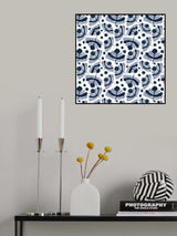 Happy Floral Black Gray Poster och Canvastavla