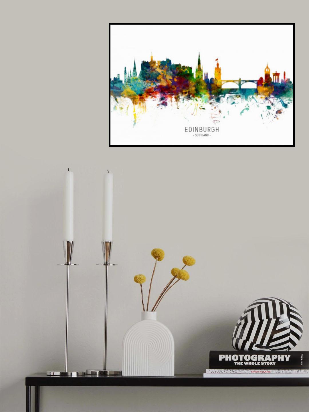 Edinburgh Scotland Skyline Poster och Canvastavla