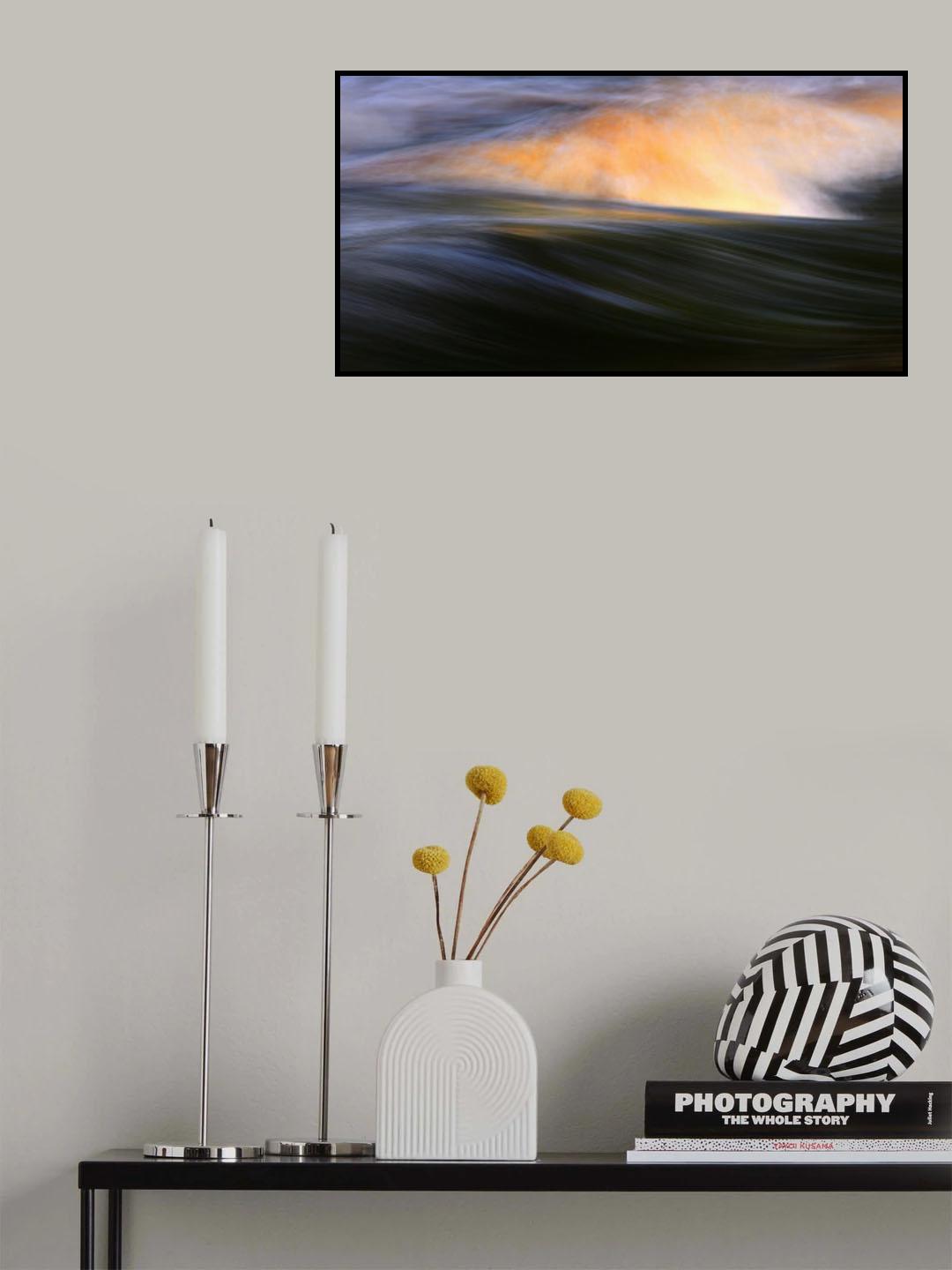 Kvällsljus över floden. Poster och Canvastavla