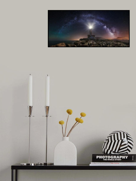 Lighthouse and Milky Way Poster och Canvastavla