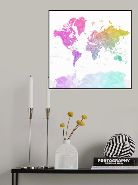 Leo world map with countries Poster och Canvastavla