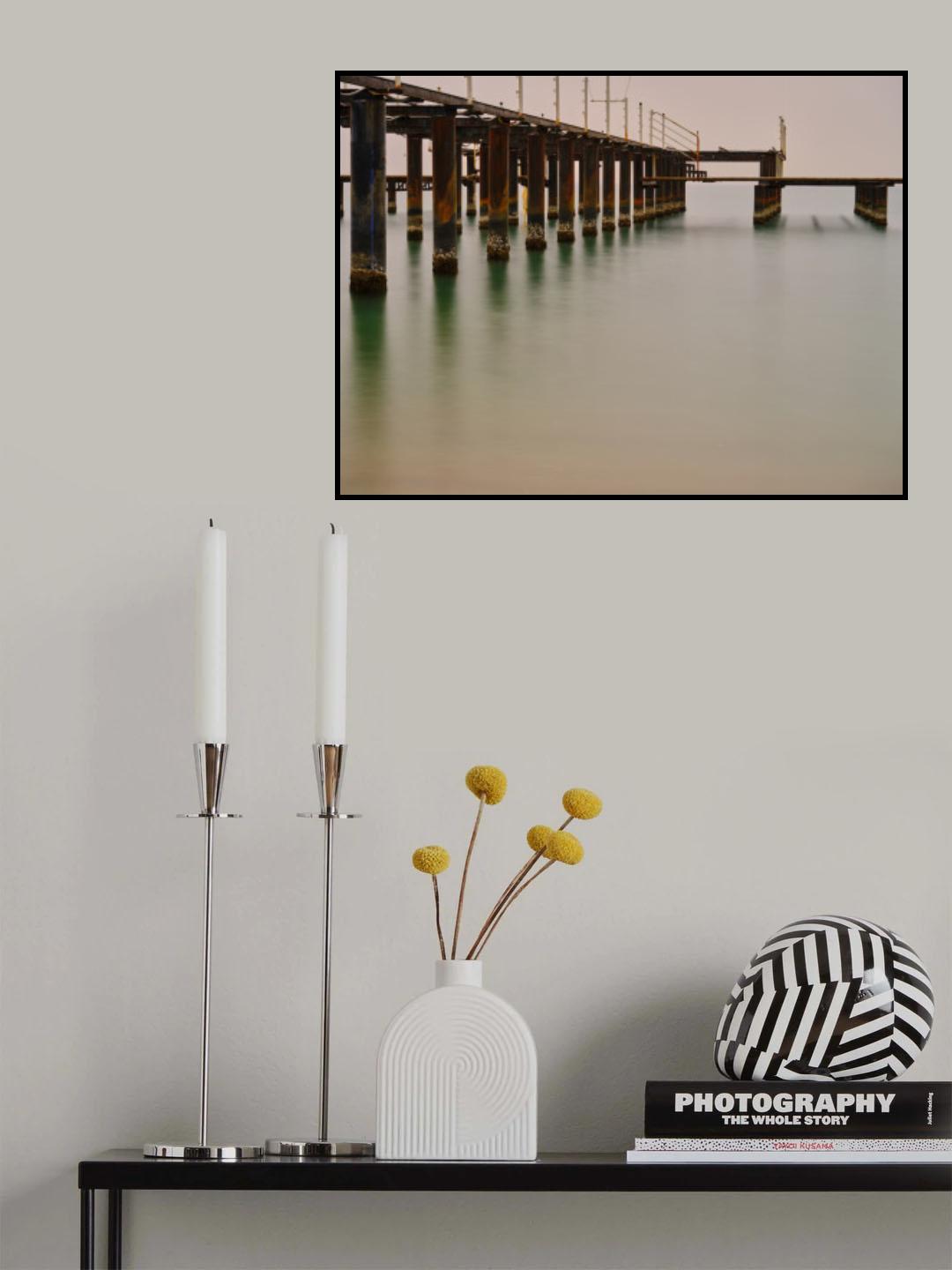 old pier on the beach and long exposure sea waves Poster och Canvastavla