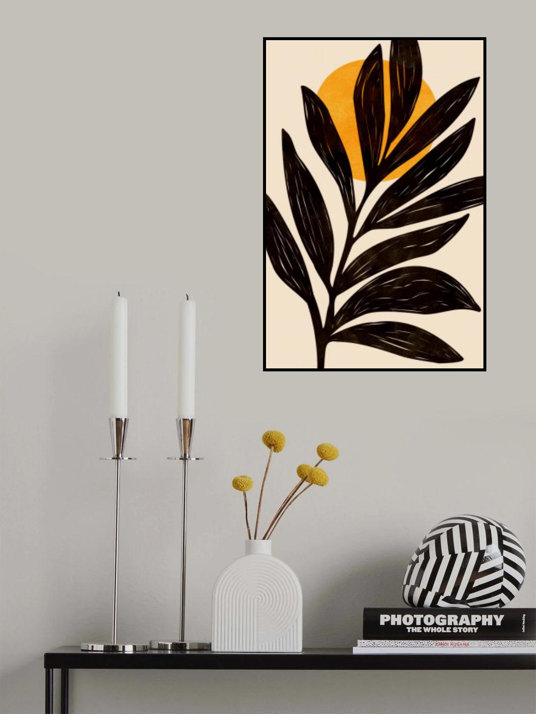 Black Botanical Sunshine Poster och Canvastavla