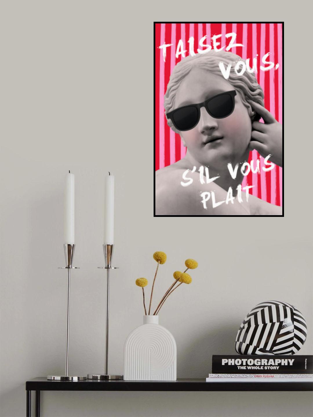 Pink and Red Striped Venus Poster och Canvastavla