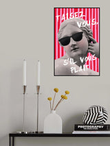 Pink and Red Striped Venus Poster och Canvastavla